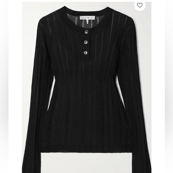 Frame Denim Black Buttoned Ribbed Top - Picture 3 of 5